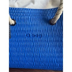 O bag Blue Textured Beach Tote BagRoyal Blue with Taupe linerRope Handle NWT