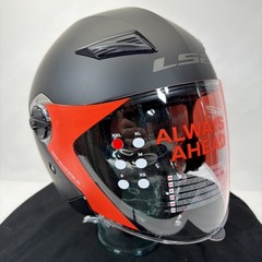 LS2 Track Party Helmet Matte Black Open Face Motorcycle XXL OF569 Clear Visor
