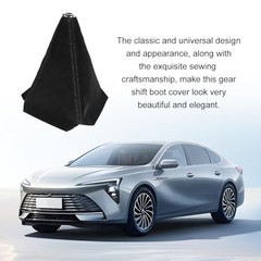 Car Shift Boot Cover, Suede Leather Manual Automatic Gear Shifter Knob Black