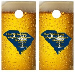 S. Carolina Out Drinking Every Other State Cornhole Board Wraps FREE LAM #3365