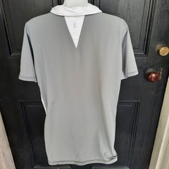 KERRITS XL Short Sleeve Zip Neck Riding Top Gray & White Colorblock