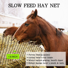 Large Round Bale Hay Net, Knotless Nets for Horses Slow 4*4FT, black