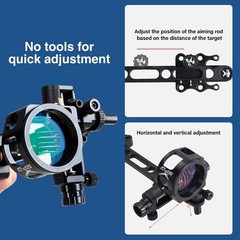 Archery Compound Bow Sights – 1 pin or 5 pins Bow Sight with 8X Scope Lens Right