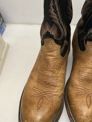 Tony Lama Men’s Western Cowboy Boots Tan Leather Black Stitching US 9 5184