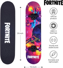 Fortnite 31″ Skateboard – Cruiser Skateboard with Printed Graphic Grip Tape, ABE