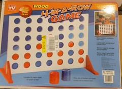 Giant 4 In A Row Game Wood Board – white with blue and red discs 21.75″ x 14.75″