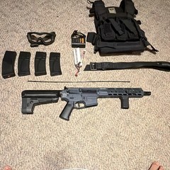 KRYTAC Trident Mk2 CRB Airsoft Rifle Bundle w/ 4 Mags, Goggles, Battery/Charger