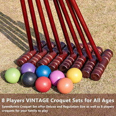 Croquet Set for Adults – 8 Players Croquette Kit with 35In Deluxe, 32In Regulati
