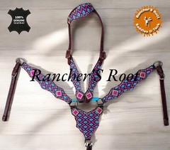 Western Leather Tack Set For Horse | Red Aztec Gladiator Tack Set