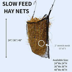 Eco Graze Slow Feed Hay Net – Durable Knotless Nylon Horse Feeder (Black)