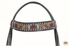 Western Headstall and Breast Collar Set HILASON Tooled Leather Horse Bridle Tack