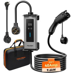Portable Level 1 &2 40 Amp EV Charger for Non-Tesla J1772 EVs, 240v, 25ft Cable
