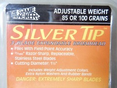 The Game Tracker Silver Tip Adj Weight 3 Blade Broadhead Tip 2-PACK