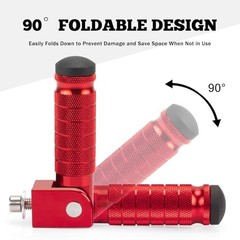 M8 Motorcycle Foot Pegs 90 Degree Foldable Bike Pegs CNC Anti-Skid Red