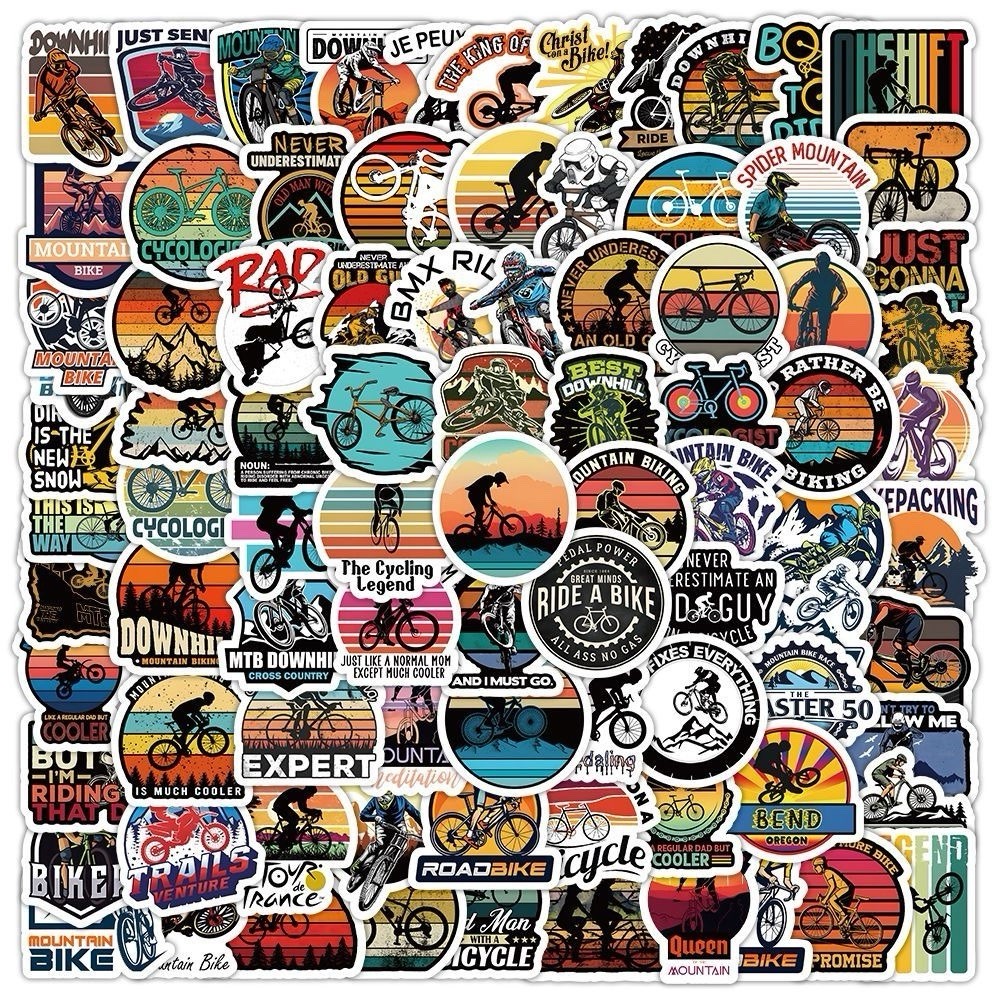 30Pcs Random Cool Mountain Bike Cartoon Waterproof Sports Stickers Teen Adult