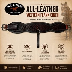 34″ Western Leather Flank Cinch 5″ Wide Basket Weave Tooled Brown w/ Billets