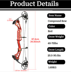 40-75lbs Compound Bow Set CNC Archery Pulley 350FPS Let-off 85% Target Hunting
