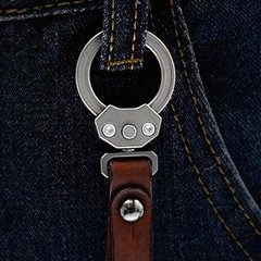 Titanium Alloy Removable Car Key Ring Pendant with Leather Strap EDC Portable