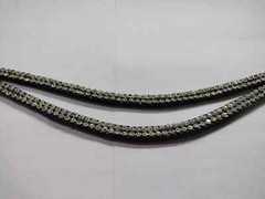 Designer Leather Clear Crystal 4 Row Silver Browband For Horse.