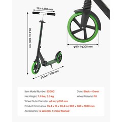 Uimoso Foldable Kick Scooter for Kids, Teens, and Adults with Adjustable Height