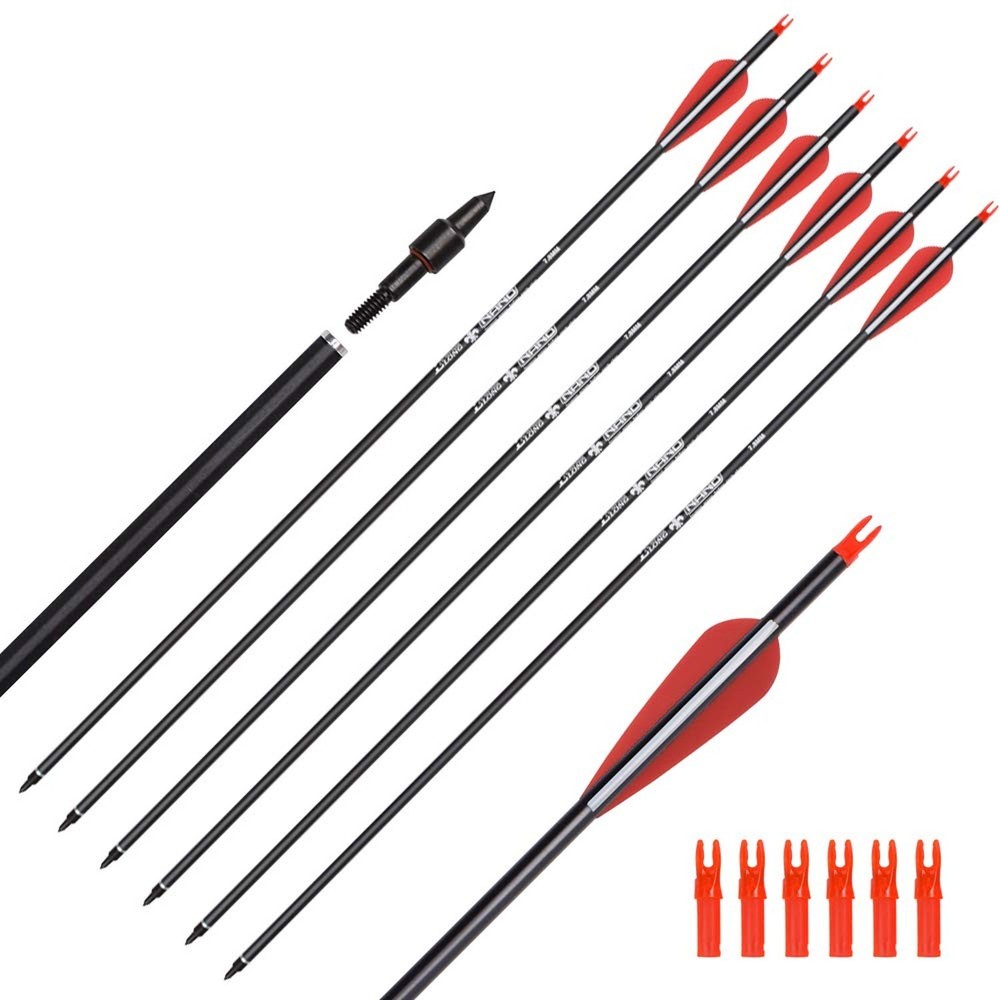 Elong 6/12PCS 26/28/30″ Arrows for Compound Bows,Carbon Hunting Arrows for Ar…