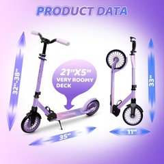 Nattork Kick Scooter for Age 6+ Kids Teens Adults, Max Load 240 LBS, Adjustab…