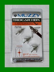 Muzzy Trocar HBX 3 pack Expandable Crossbow Broadheads 4 Steel Blades 100 Grain