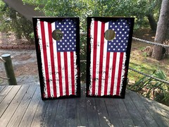 WATERPROOF Grungy Classic USA Flag Cornhole Board Wraps / Cornhole Decals
