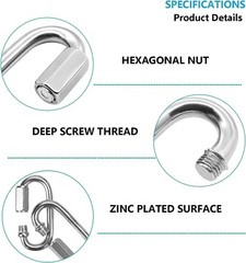 Carabiner Quick link Strap Connector Steel Chain Repair Shackle D Shape