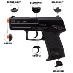Airsoft Pistol GBB Gas Blowback – Semi Auto 300 FPS 25 Rounds 6mm HK USP Umarex