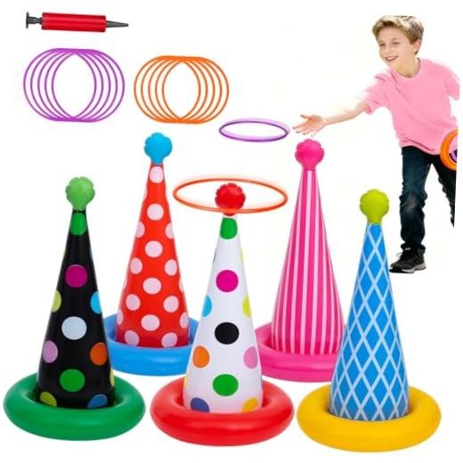 Inflatable Ring Toss Game, Birthday Party Games Ring Toss Game for Kids Adults
