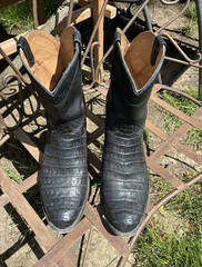 Tecovas Black Caiman Leather Pull-On Western Cowboy Boots Men’s US 13