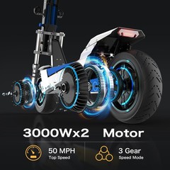 Electric Scooter 6000W Dual Motors 60V 35Ah 50MPH Foldable E-Scooter NFC Unlock