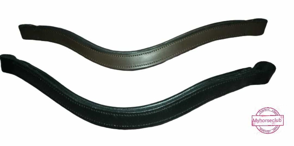 REPLACEMENT HIGH QUALITY GENUINE PLAIN LEATHER BROWBAND U SHAPE BLACK~BROWN