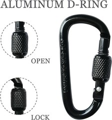 8 Pack D-Shape Carabiner Clasp with Screw Gate, 2.2 Inch Mini Keychain Clip