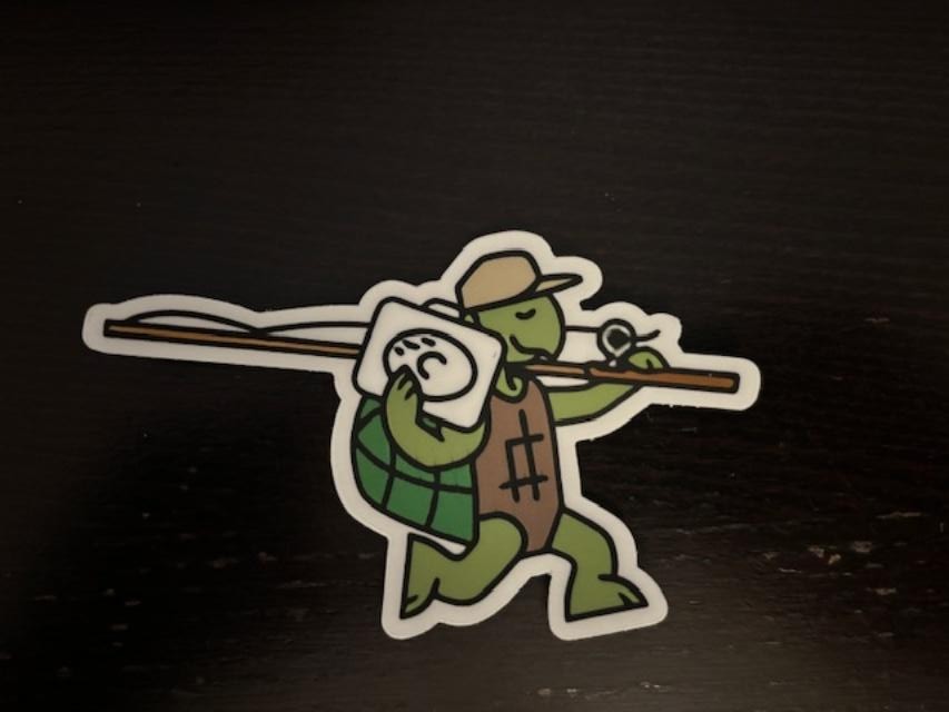 Turtle Box Speaker Fishing Vinyl Sticker 4×3