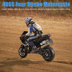 50cc 4-Stroke Pocket Rocket Motorcycle 8″ Wheels Dual Headlights Disc Brakes