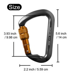 30KN D-Shape Aluminum Screw Locking Carabiner Climbing Rescue Caving Hook Buckle