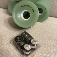 70 mm X 51 mm Light Up Skateboard Wheels Pale Green 82A W/ Bearing Unbranded LED