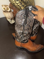 Tony Lama Western Cowboy Boots Black Brown Embroidered Style 1035L67
