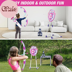 2 Pack Bow and Arrow for Kids 4-6, LED Light up Archery Set with 24 Suction Cup