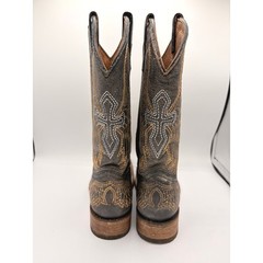 Corral Teens Western Boots 4.5T Wing Cross Brown Leather Square Toe A1032