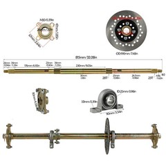 29″ 32″ 44″ Go Kart Rear Live Axle Kit Sprocket Brake Hub Drift Trike Golf Cart