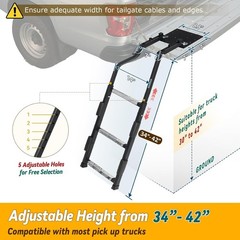 Tailgate Ladder for Pickup Truck, Universal 34″-42″ Height Adjustable Tailgat…