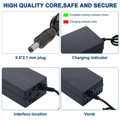 For 48V Electric Bicycle Lithium Battery DC5.5×2.1mm Plug 54.6V 2A Smart Charger