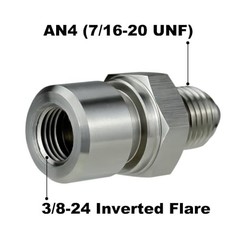 4AN Male to 3/8-24 Inverted Flare Female Adapter for 1/4″ 4AN to 3/8×24 – 1PC