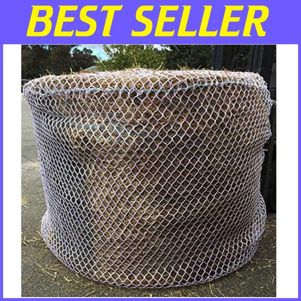 Knotless Slow Feed Hay Net for Round Bales – 5mm Thick with Repair Kit Included