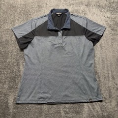Kerrits Shirt Womens Large Blue Short Sleeve Polo Snap Outdoors Horse Equestrian
