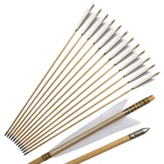 12Pcs 33″ Handmade Wooden Arrows Tradition Europe Style Turkey Feather Longbow
