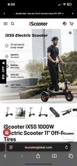 iScooter 1000W Electric Scooter 65KM Range 11″ Off-Road Folding E-Scooter 28Mph